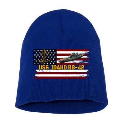 Uss Idaho Bbgift42 Ww2 Battleship Warship Veterans Day Father's Cool Gift Short Acrylic Beanie