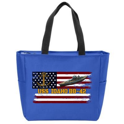 Uss Idaho Bbgift42 Ww2 Battleship Warship Veterans Day Father's Cool Gift Zip Tote Bag