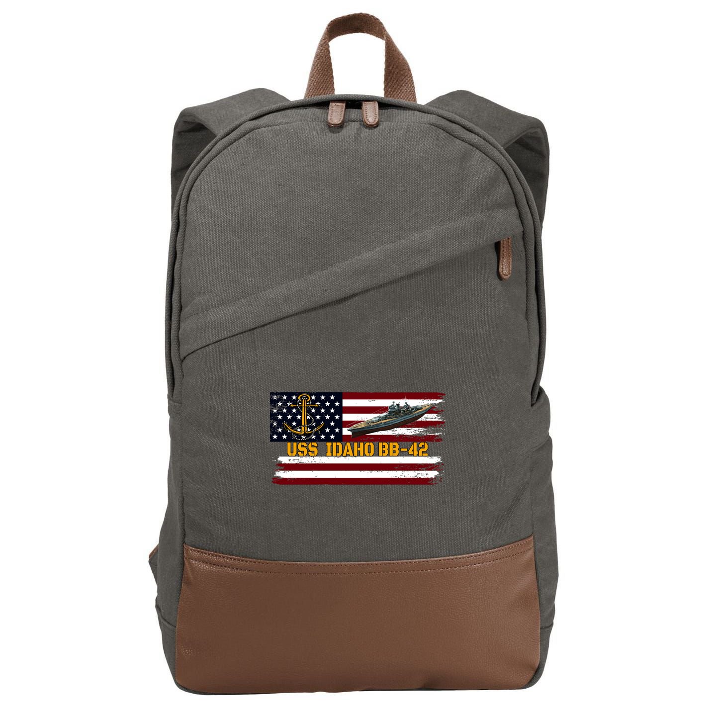 Uss Idaho Bbgift42 Ww2 Battleship Warship Veterans Day Father's Cool Gift Cotton Canvas Backpack