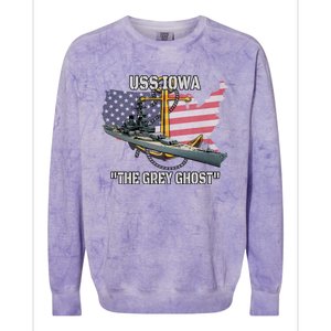 Uss Iowa Battleship Veterans Day Warship Bb61 FatherS Day Cute Gift Colorblast Crewneck Sweatshirt