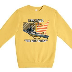 Uss Iowa Battleship Veterans Day Warship Bb61 FatherS Day Cute Gift Premium Crewneck Sweatshirt