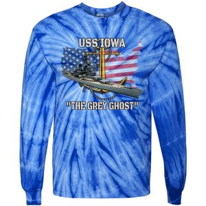 Uss Iowa Battleship Veterans Day Warship Bb61 FatherS Day Cute Gift Tie-Dye Long Sleeve Shirt