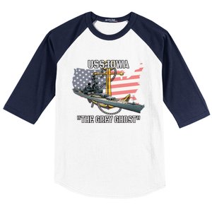 Uss Iowa Battleship Veterans Day Warship Bb61 FatherS Day Cute Gift Baseball Sleeve Shirt