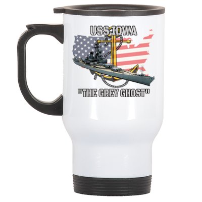 Uss Iowa Battleship Veterans Day Warship Bb61 FatherS Day Cute Gift Stainless Steel Travel Mug