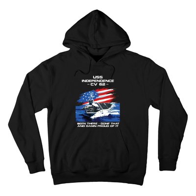 Uss Independence Cv 62 Aircraft Carrier Veteran Usa Flag Hoodie