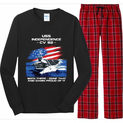 Uss Independence Cv 62 Aircraft Carrier Veteran Usa Flag Long Sleeve Pajama Set