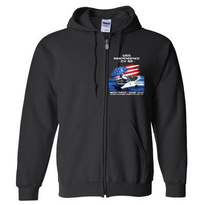 Uss Independence Cv 62 Aircraft Carrier Veteran Usa Flag Full Zip Hoodie