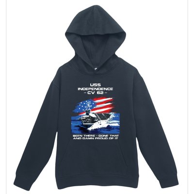 Uss Independence Cv 62 Aircraft Carrier Veteran Usa Flag Urban Pullover Hoodie