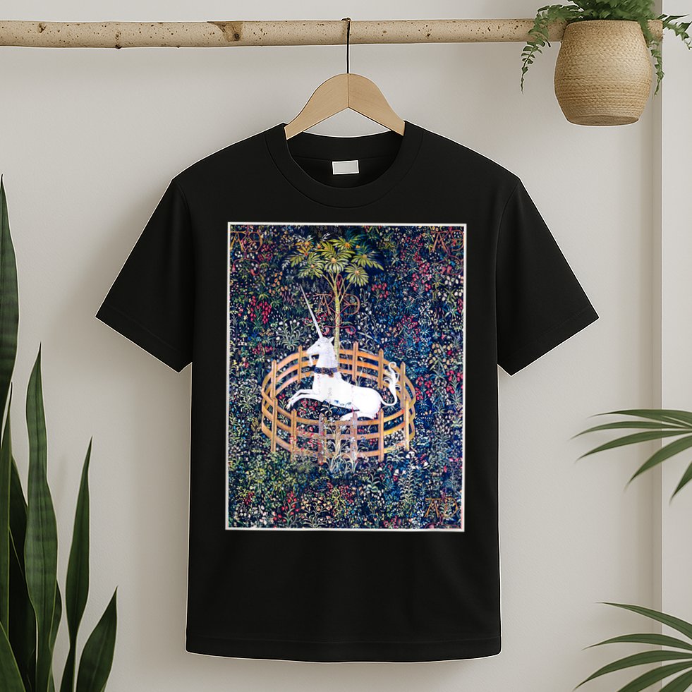 Unicorn In Captivity Medieval Renaissance Art Aesthetic T-Shirt