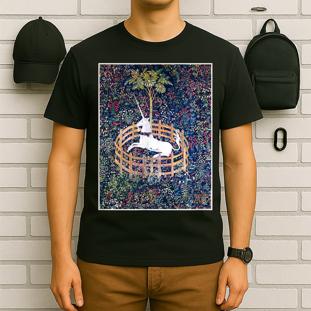 Unicorn In Captivity Medieval Renaissance Art Aesthetic T-Shirt