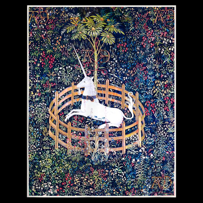 Unicorn In Captivity Medieval Renaissance Art Aesthetic Sustainable Bucket Hat