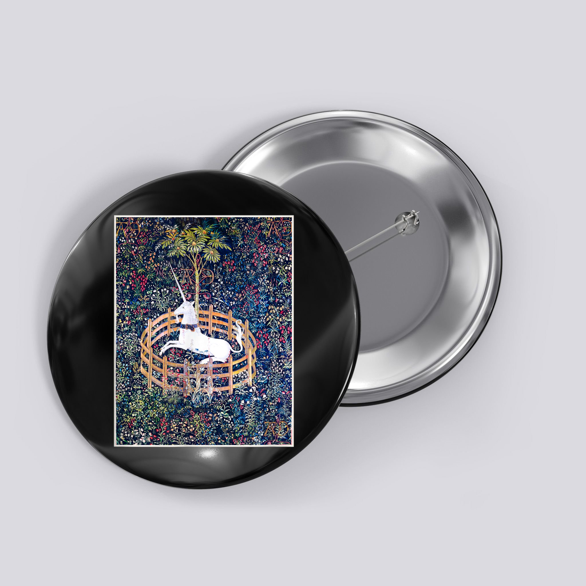 Unicorn In Captivity Medieval Renaissance Art Aesthetic Button