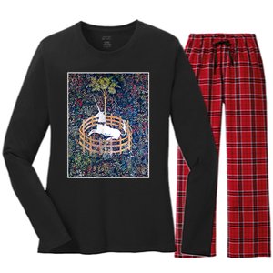 Unicorn In Captivity Medieval Renaissance Art Aesthetic Women's Long Sleeve Flannel Pajama Set 