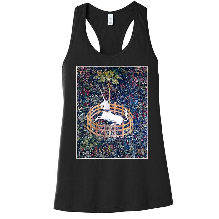 Unicorn In Captivity Medieval Renaissance Art Aesthetic Women's Racerback Tank