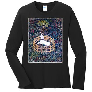 Unicorn In Captivity Medieval Renaissance Art Aesthetic Ladies Long Sleeve Shirt