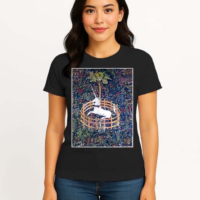 Unicorn In Captivity Medieval Renaissance Art Aesthetic Womens T-Shirt