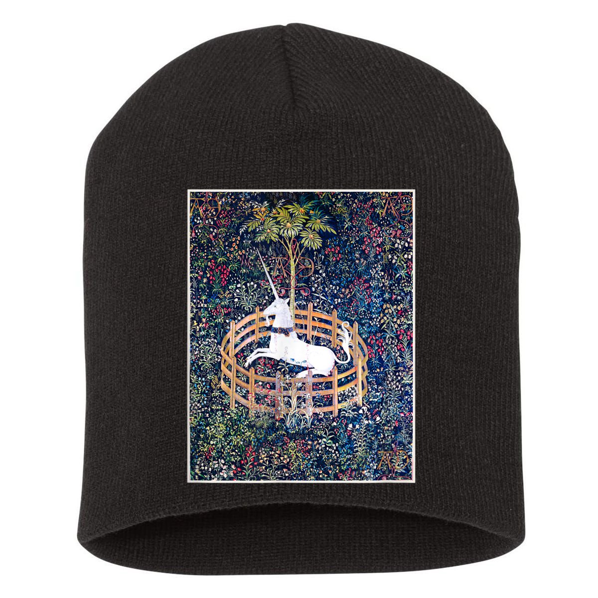 Unicorn In Captivity Medieval Renaissance Art Aesthetic Short Acrylic Beanie