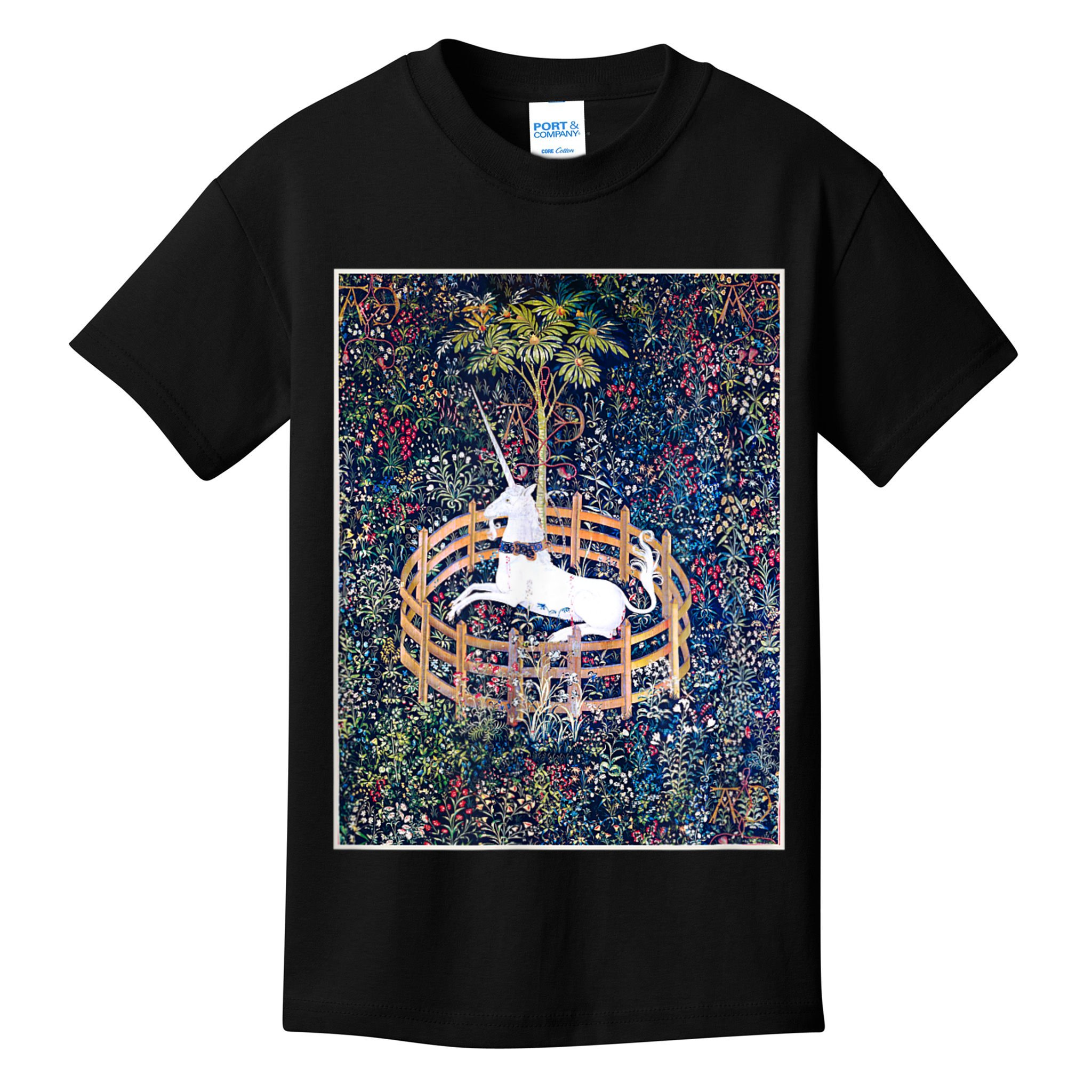 Unicorn In Captivity Medieval Renaissance Art Aesthetic Kids T-Shirt