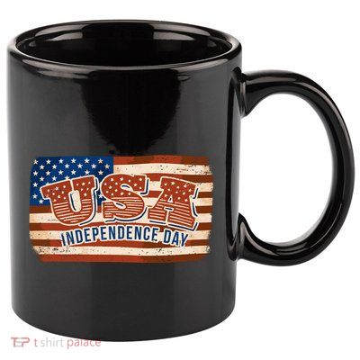 USA Independence Day Vintage Flag 11oz C Handle Ceramic Mug