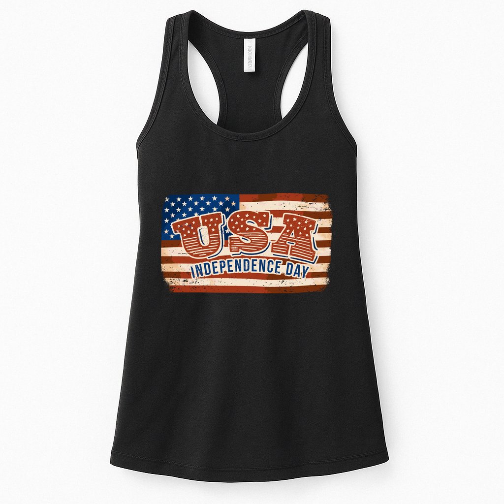 USA Independence Day Vintage Flag Womens Tank Top