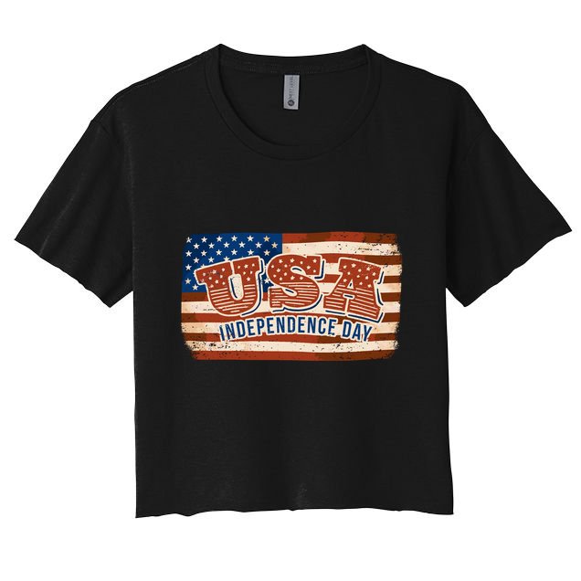 USA Independence Day Vintage Flag Crop Top
