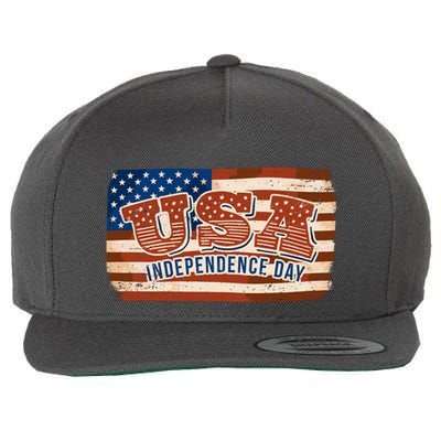 USA Independence Day Vintage Flag Wool Snapback Cap