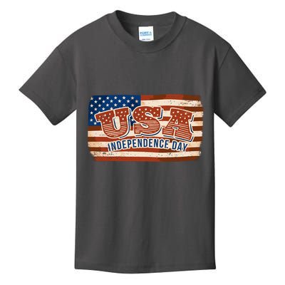 USA Independence Day Vintage Flag Kids T-Shirt