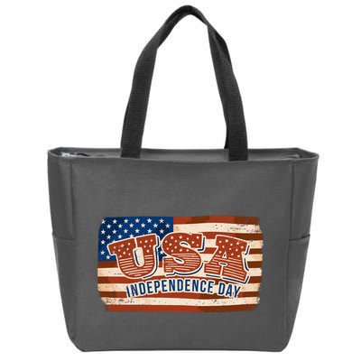 USA Independence Day Vintage Flag Zip Tote Bag