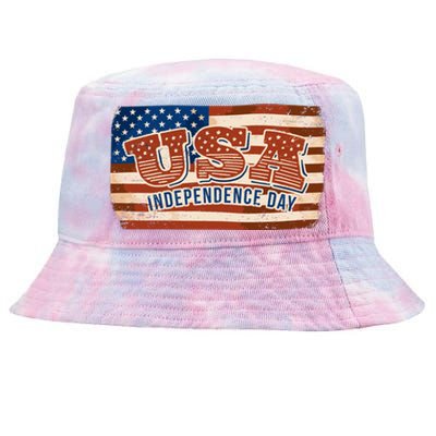 USA Independence Day Vintage Flag Tie-Dyed Bucket Hat