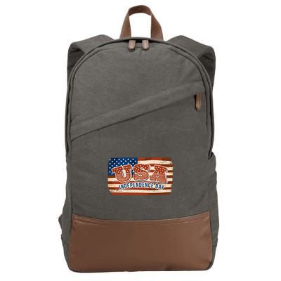 USA Independence Day Vintage Flag Cotton Canvas Backpack