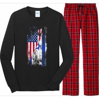 Usa Israel Flags United States Of America Israeli Long Sleeve Pajama Set