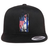 Usa Israel Flags United States Of America Israeli Flat Bill Trucker Hat