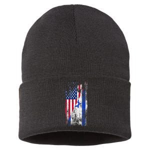 Usa Israel Flags United States Of America Israeli Sustainable Knit Beanie