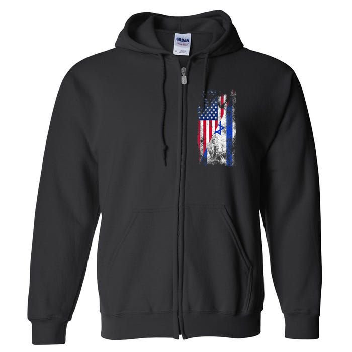 Usa Israel Flags United States Of America Israeli Full Zip Hoodie