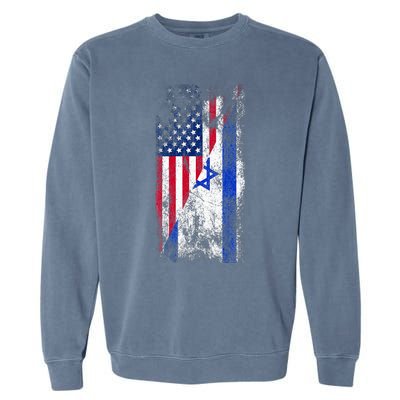 Usa Israel Flags United States Of America Israeli Garment-Dyed Sweatshirt