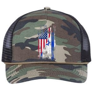 Usa Israel Flags United States Of America Israeli Retro Rope Trucker Hat Cap