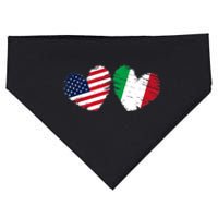 USA Italy Flag Heart Valentines Day Italian American USA-Made Doggie Bandana