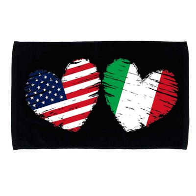 USA Italy Flag Heart Valentines Day Italian American Microfiber Hand Towel