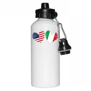 USA Italy Flag Heart Valentines Day Italian American Aluminum Water Bottle