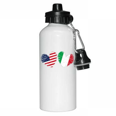 USA Italy Flag Heart Valentines Day Italian American Aluminum Water Bottle