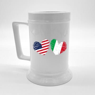 USA Italy Flag Heart Valentines Day Italian American Beer Stein