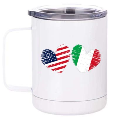 USA Italy Flag Heart Valentines Day Italian American 12 oz Stainless Steel Tumbler Cup