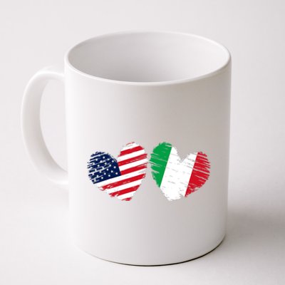 USA Italy Flag Heart Valentines Day Italian American Coffee Mug