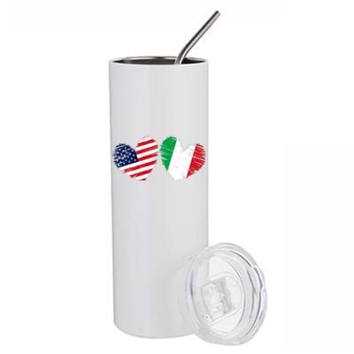 USA Italy Flag Heart Valentines Day Italian American Stainless Steel Tumbler