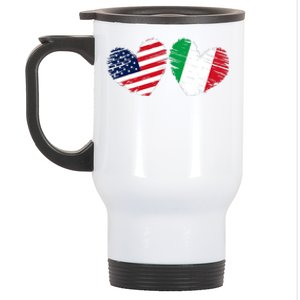 USA Italy Flag Heart Valentines Day Italian American Stainless Steel Travel Mug