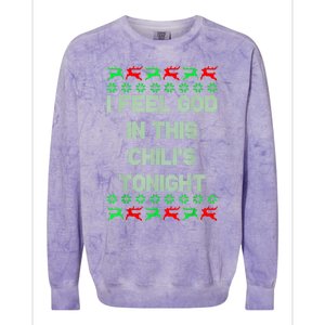 Ugly I Feel God In This Chili’s Tonight Merry Christmas 2022 Colorblast Crewneck Sweatshirt