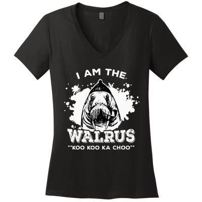 Unique Idea For B.E.A.T.L.E.S Fans Iamthewalrus Graphic Design Women's V-Neck T-Shirt