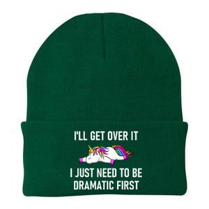 Unicorn ILl Get Over It I Just Need To Be Dramatic First Knit Cap Winter Beanie