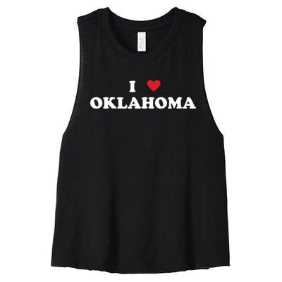 Usa I Heart State I Love Oklahoma Women's Racerback Cropped Tank