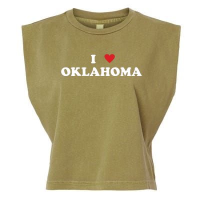 Usa I Heart State I Love Oklahoma Garment-Dyed Women's Muscle Tee